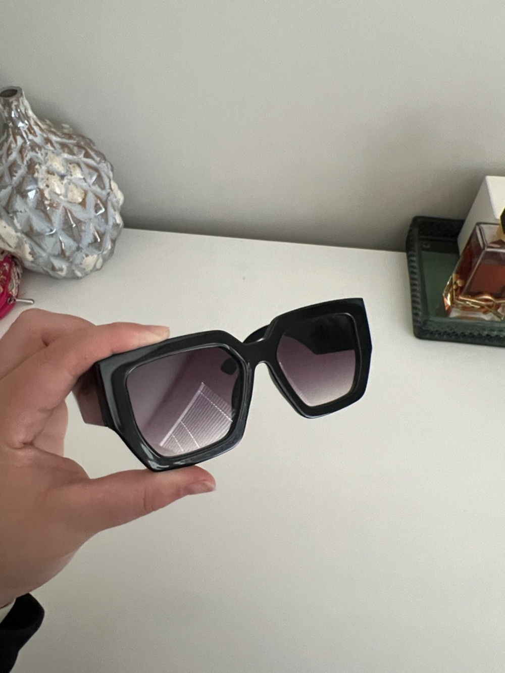 Free People Black Oversized Square Sunglasses with Gradient Lenses